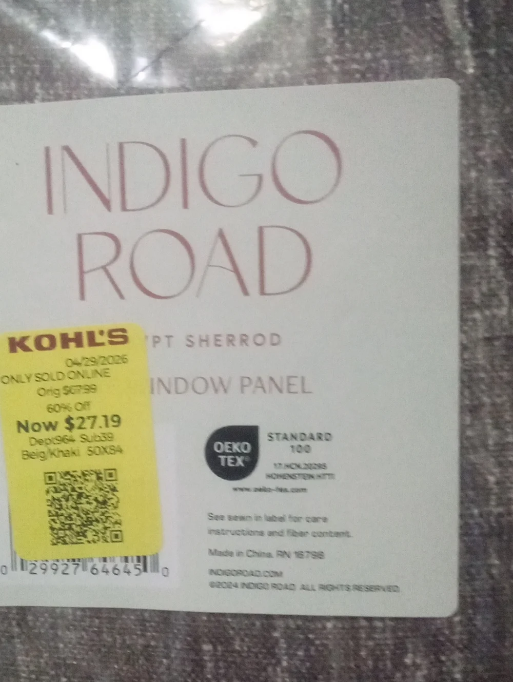 Indigo Road Textured Curtain Panels NWT $136 Heathered Brown 84
